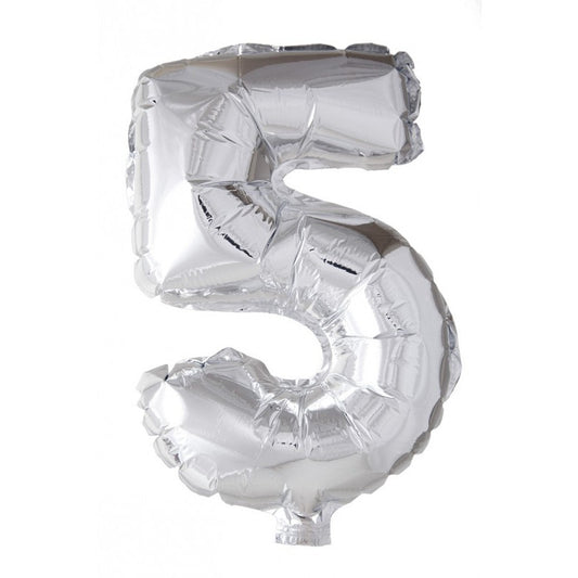 Globos Number 5 Silver 16" Foil Aluminium Balloon