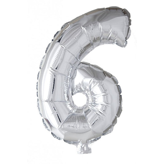 Globos Number 6 Silver 16" Foil Aluminium Balloon