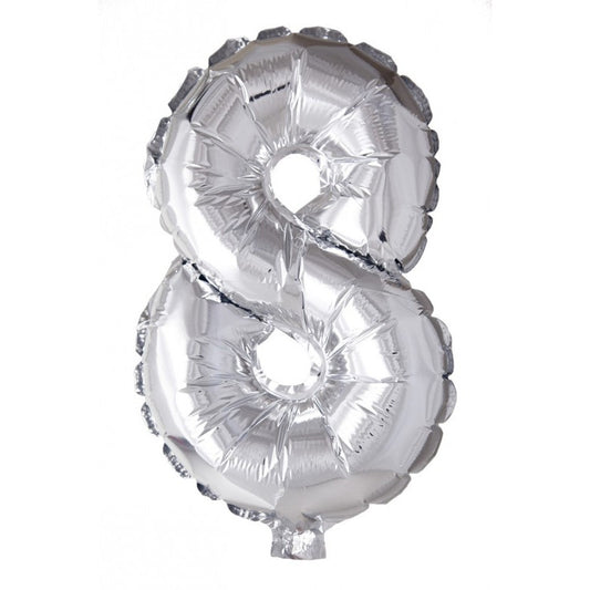 Globos Number 8 Silver 16" Foil Aluminium Balloon