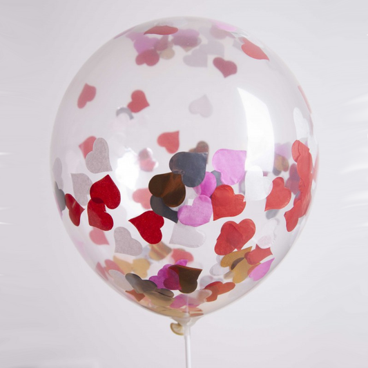 Globos Payaso / Unique 12" Transparent Confettis Rose (6 par sachet) Ballons