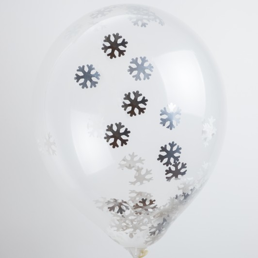 Globos Payaso / Unique 12" Transparent Confettis Snowflakes (6 Per Bag) Balloons