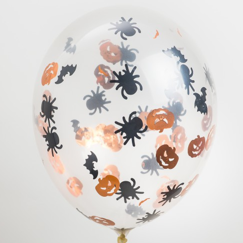 Globos Payaso / Unique 12" Transparent Confettis Halloween( 6 par sachet) Ballons