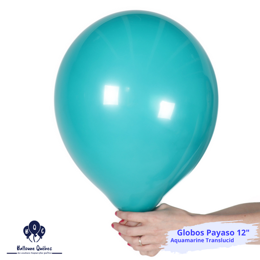 Globos Payaso / Unique 12" Aqua Marine Translucide Décorateur Ballon